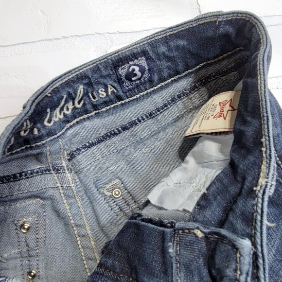 LA Idol Rhinestone Skinny Medium Wash Jeans - Picture 5 of 5